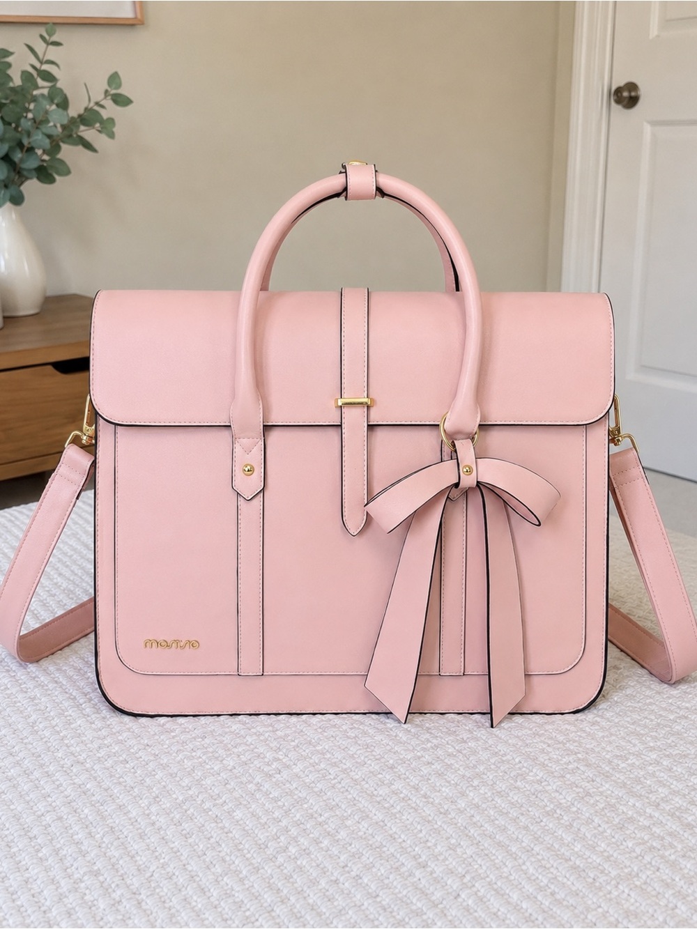 Mango Soft Pink Bow-Detail Satchel